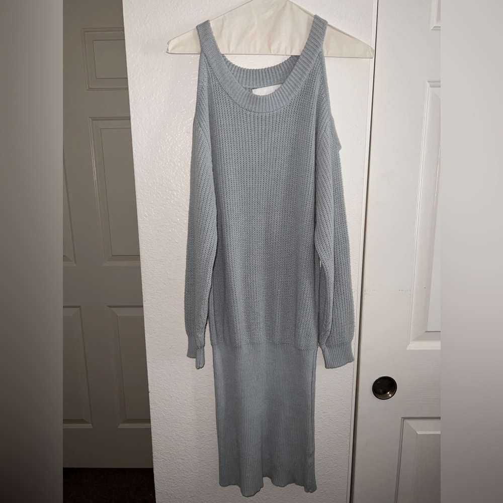 Bodycon Sweater Dress With Peak-A-Boo Shoulder Detail
